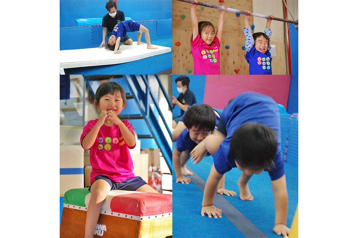 こむっしゅ体操教室橋本で練習をする生徒たち